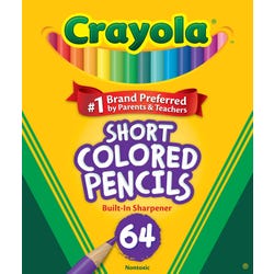 Crayola Short Colored Pencils, Assorted Colors, Pack of 64