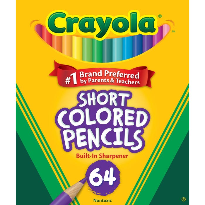Crayola Short Colored Pencils, Assorted Colors, Pack of 64
