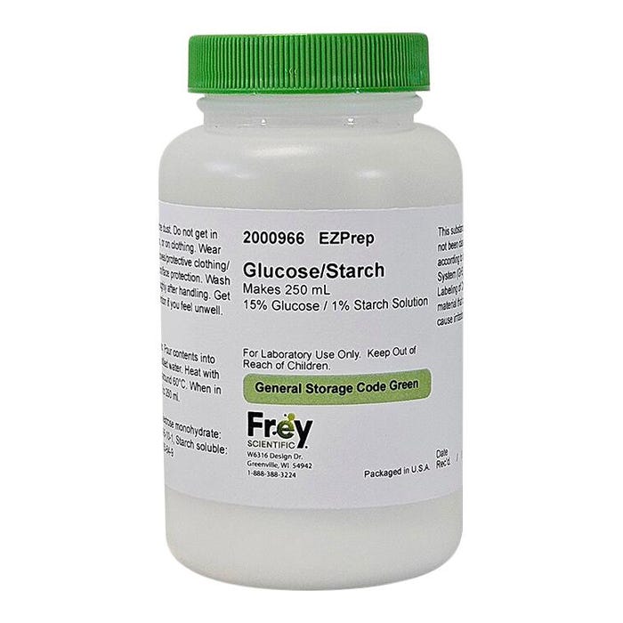 Frey Scientific Glucose Starch Makes 250mL, 15% Glucose, 1% Starch