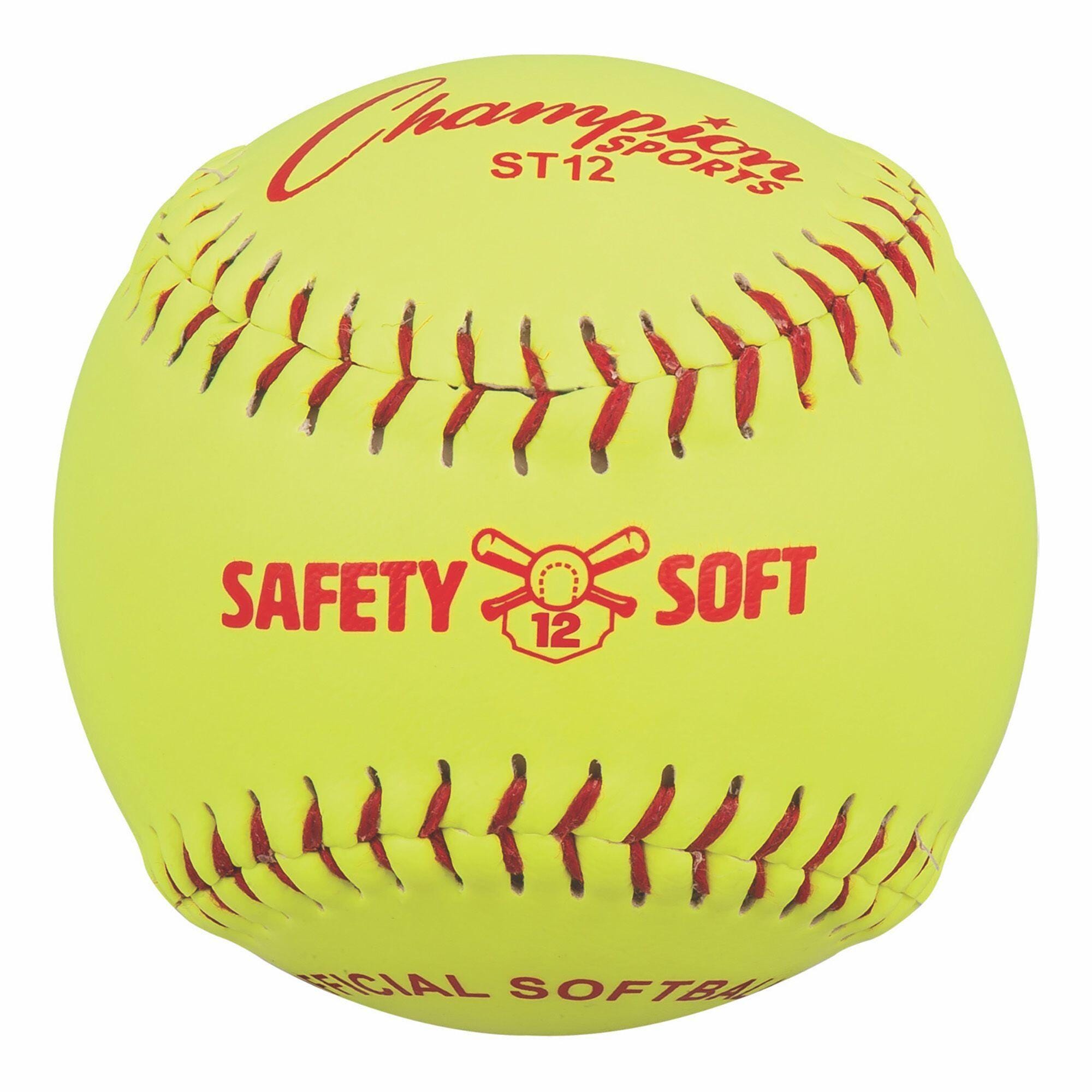 Champion Sports Safety Softball, 12 Inches, Yellow, Pack of 12 1568502