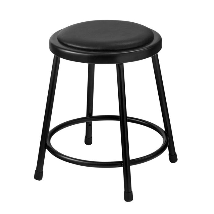 National Public Seating Heavy Duty Vinyl Padded Steel Stool, 18 Inch Seat Height, Black