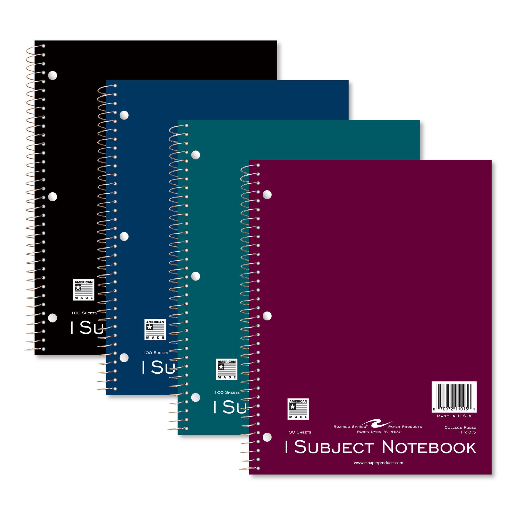 1 Subject Wirebound Notebook 11 x 8 1/2 100 Sheets College & Margin Ruled Assorted Bright Covers 2095287