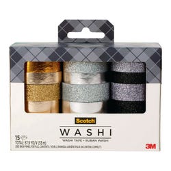 Scotch Washi Tape, Glitter Metallic, Pack of 15