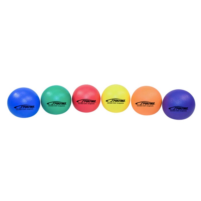 Sportime Techno-Coat Foam Low Bounce Dodgeballs, 8-1/4 Inches, Assorted Colors, Set of 6