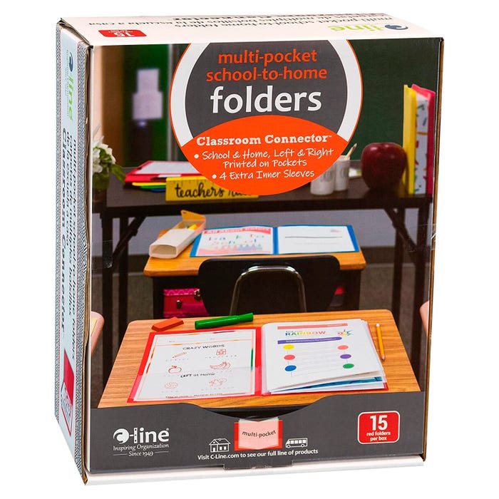 C-Line Classroom Connector Portfolio, Letter Size, Red, Pack of 15