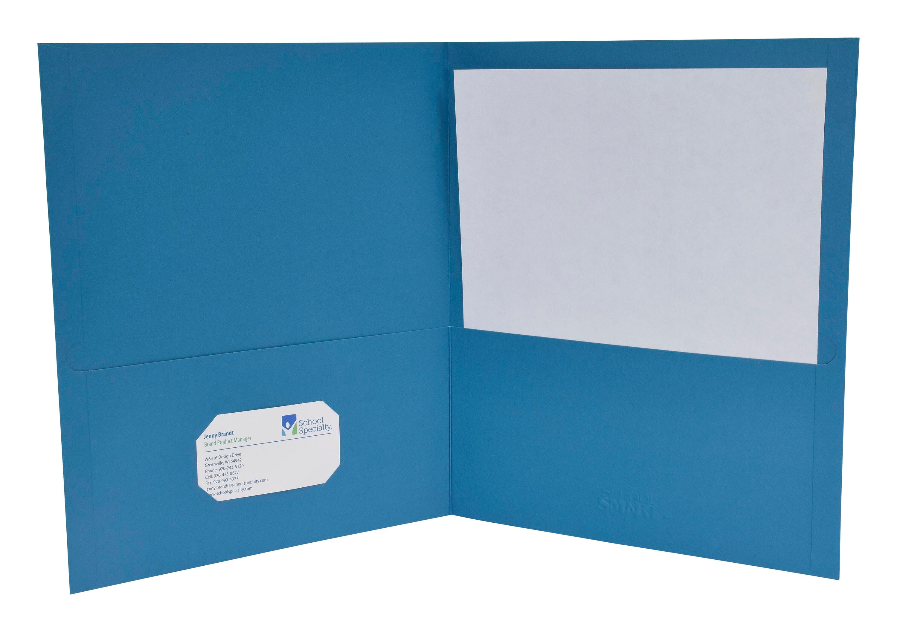 School Smart 2-Pocket Folders with No Brads, Light Blue, Pack of 25 084893