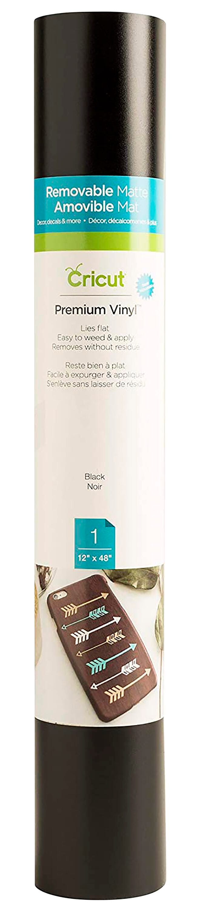 Cricut Removable Adhesive Vinyl, 12 x 48 Inches, Matte, Black 2089383