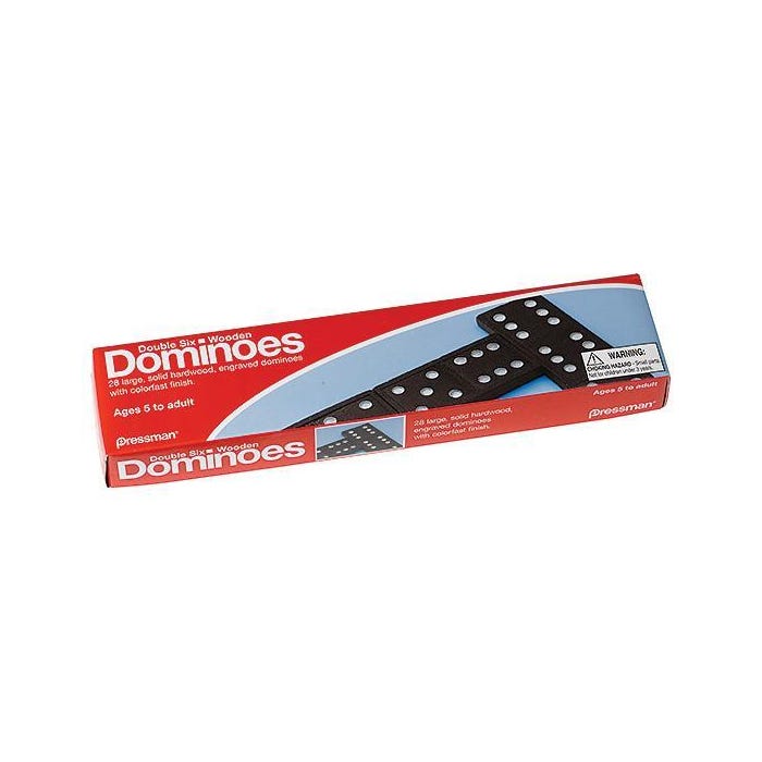 Pressman Toy Double Six Wooden Dominoes, 28 Pieces