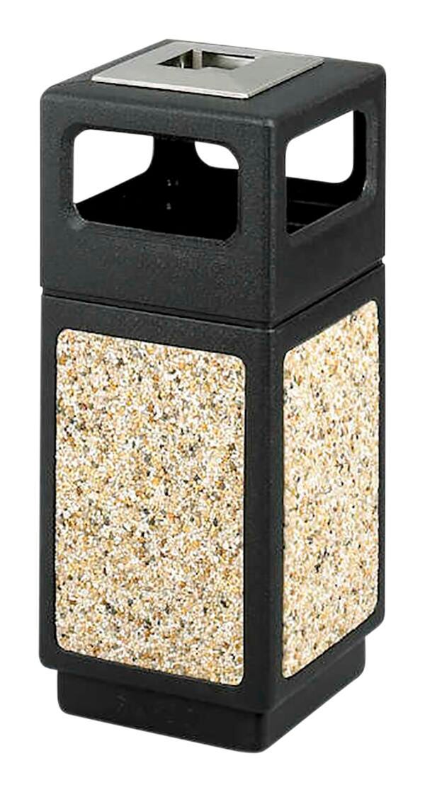 Safco Aggregate Series Side Opening With Urn, 15 Gallon Capacity, 9-1/2 x 4-1/2 Inch Opening, Black 2027777