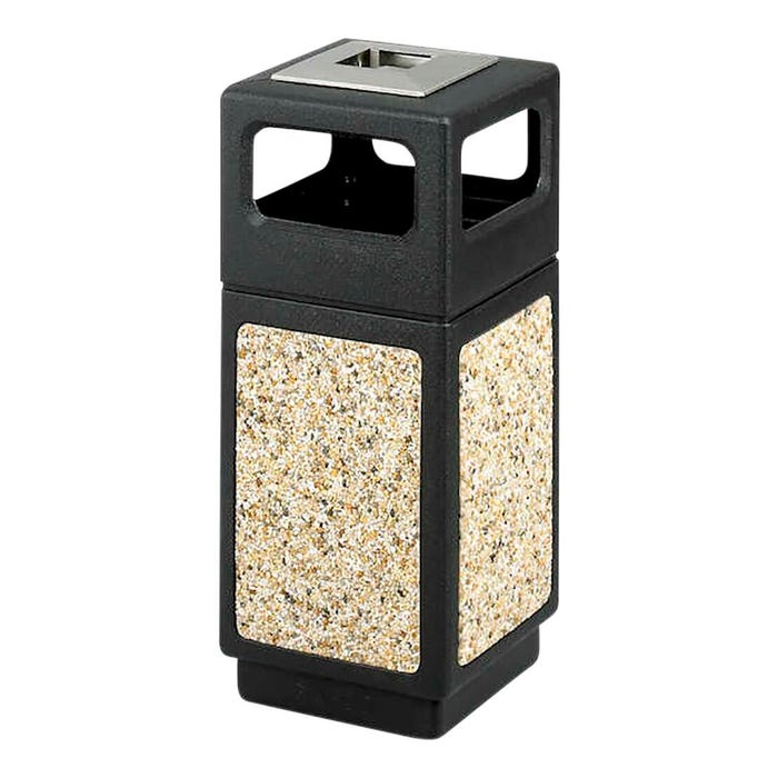 Safco Aggregate Series Side Opening With Urn, 15 Gallon Capacity, 9-1/2 x 4-1/2 Inch Opening, Black