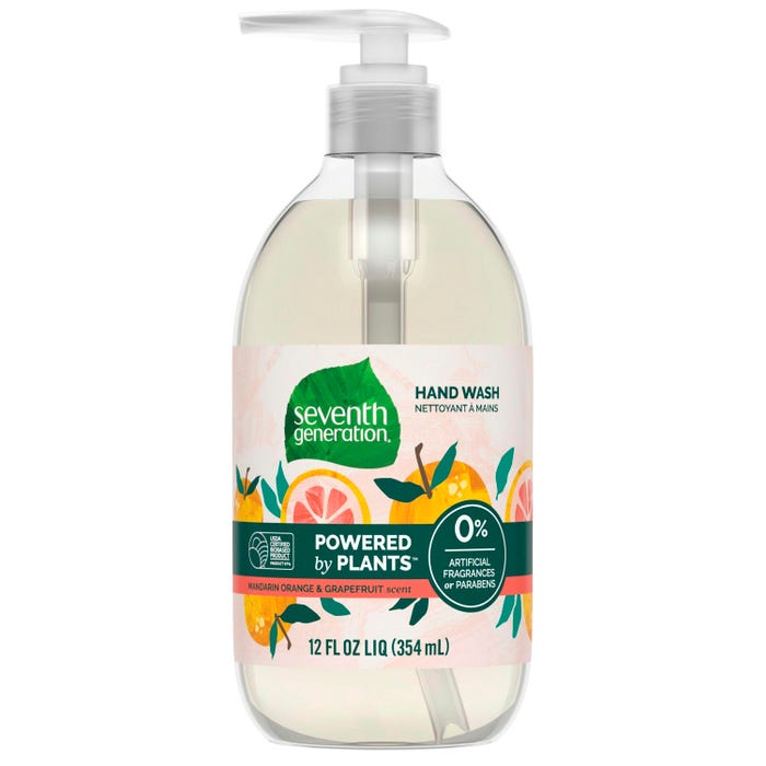 Seventh Generation Natural Purifying Hand Wash, Mandarin Orange and Grapefruit Scent, 12oz