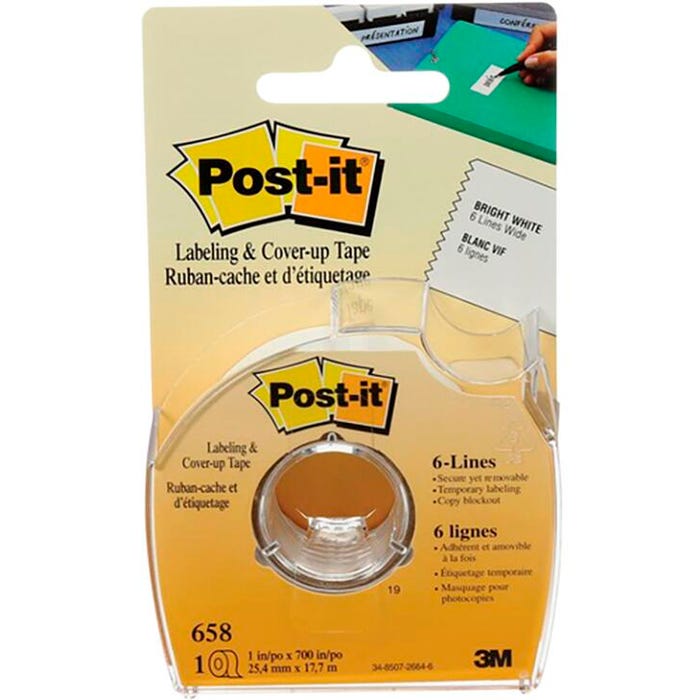 Post-it Removable Labeling and Cover-Up Tape, 1 Inch x 58-1/3 Feet, White