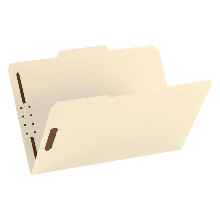 Smead Fastener Folders, Legal Size, 1/3 Assorted Cut, 2 K-Style Fasteners, Manila, Pack of 50