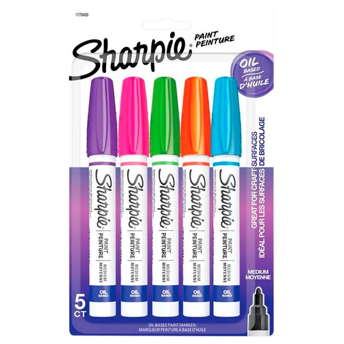 Sharpie Oil-Based Paint Markers, Assorted Colors, Set of 5