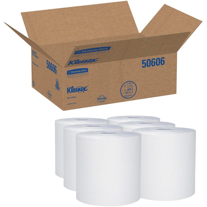 Scott Hardroll Non-Perforated Towel, Paper, White, Pack of 6