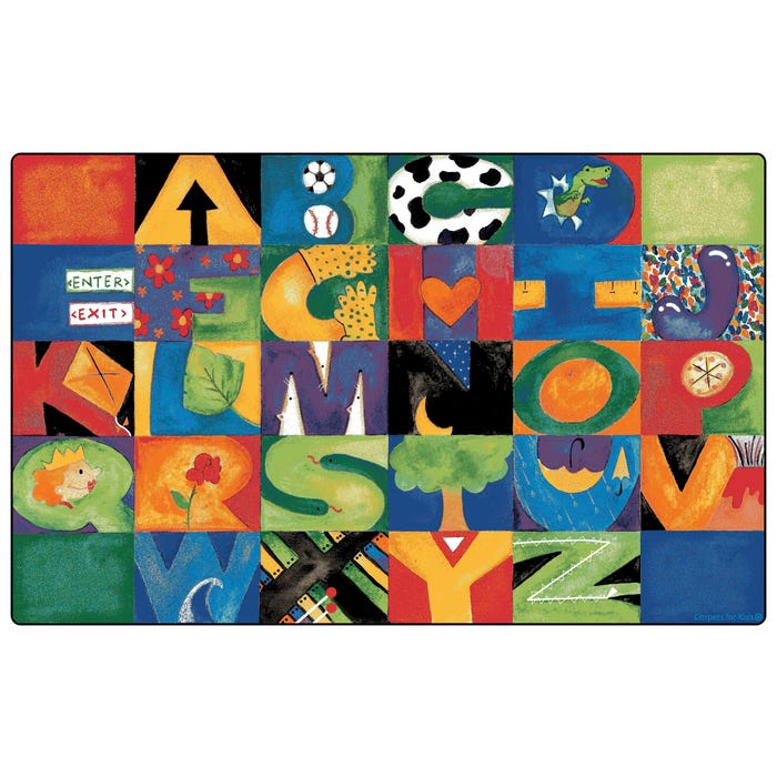 Carpets for Kids Premium Hide-n-Seek ABC Carpet, Rectangle