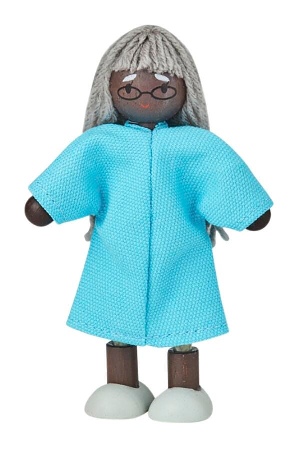 PlanToys Wood Doll Grandmother, Dark Skin Tone 2151148