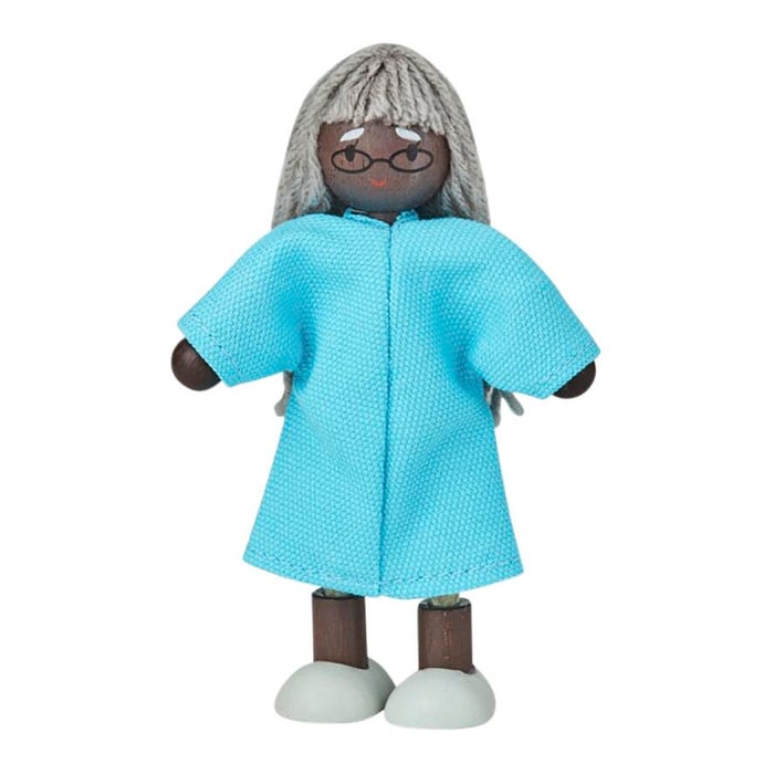 PlanToys Wood Grandmother Doll, Dark Skin Tone