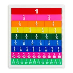 SI Manufacturing Transparent Fraction Tiles with Tray, Set of 52