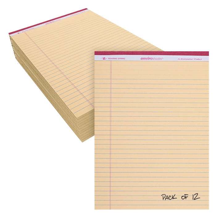 Enviroshades Legal Pads, 8-1/2 x 11 Inches, Ivory, 50 Sheets, Pack of 12