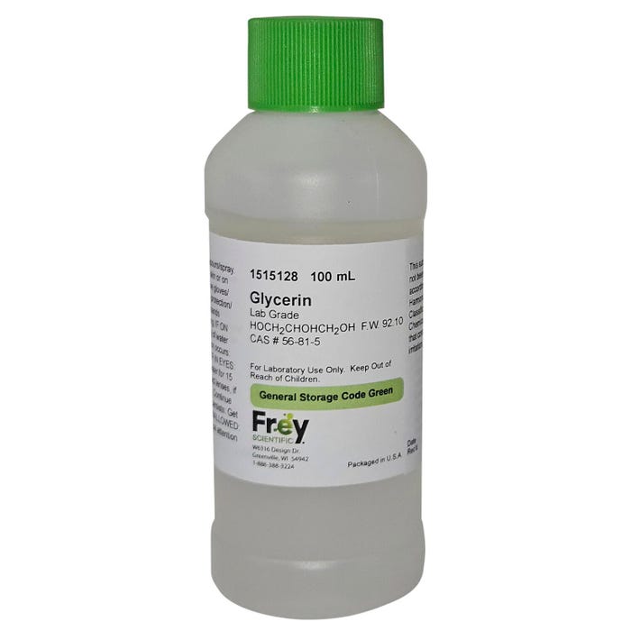 Frey Scientific Glycerin, Lab Grade, 100 mL