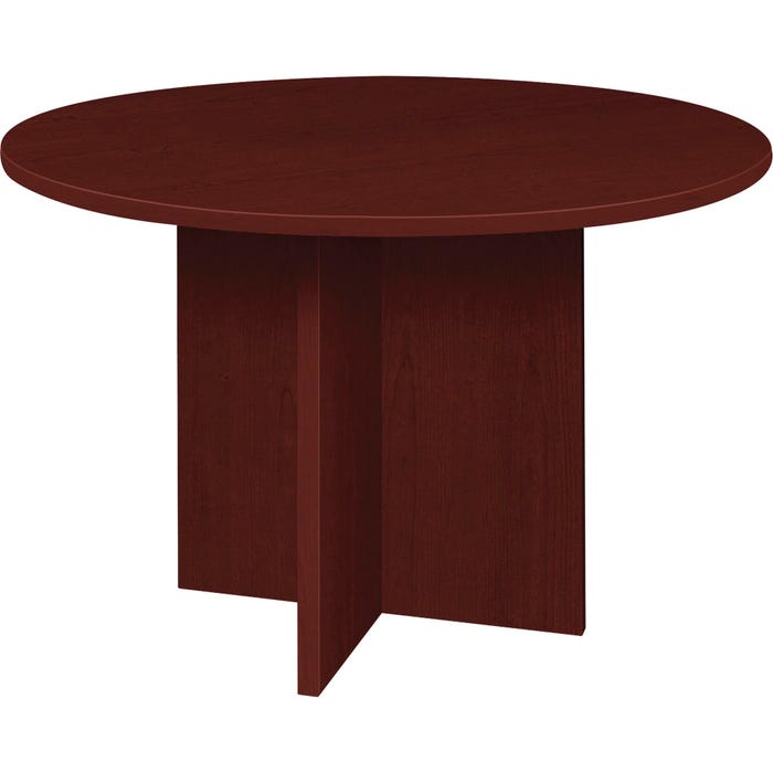 Lorell Prominence Laminate Conference Table, Round, 42 x 29 Inches, Mahogany