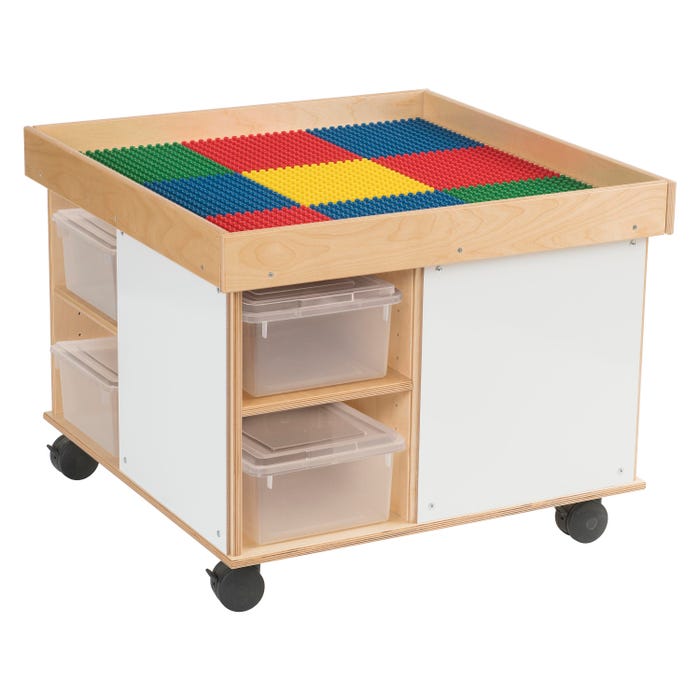 Childcraft Collaboration Table, Translucent Trays, Preschool Grids, 30-3/4 x 30-3/4 x 24 Inches