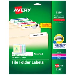 Avery Printable File Folder Labels, 2/3 x 3-7/16 Inches, Assorted Colors, Pack of 750 067669
