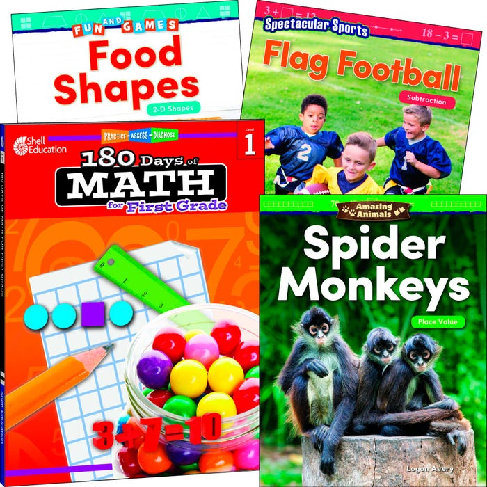 Teacher Created Materials Learn-at-Home Explore Math Bundle, Grade 1, Set of 4