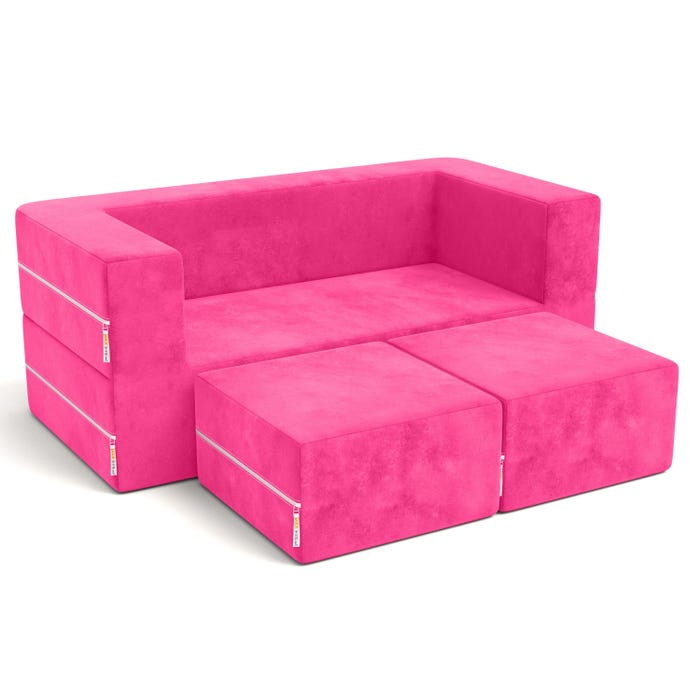 JAXX Zipline Convertible Loveseat with Ottoman, Microsuede