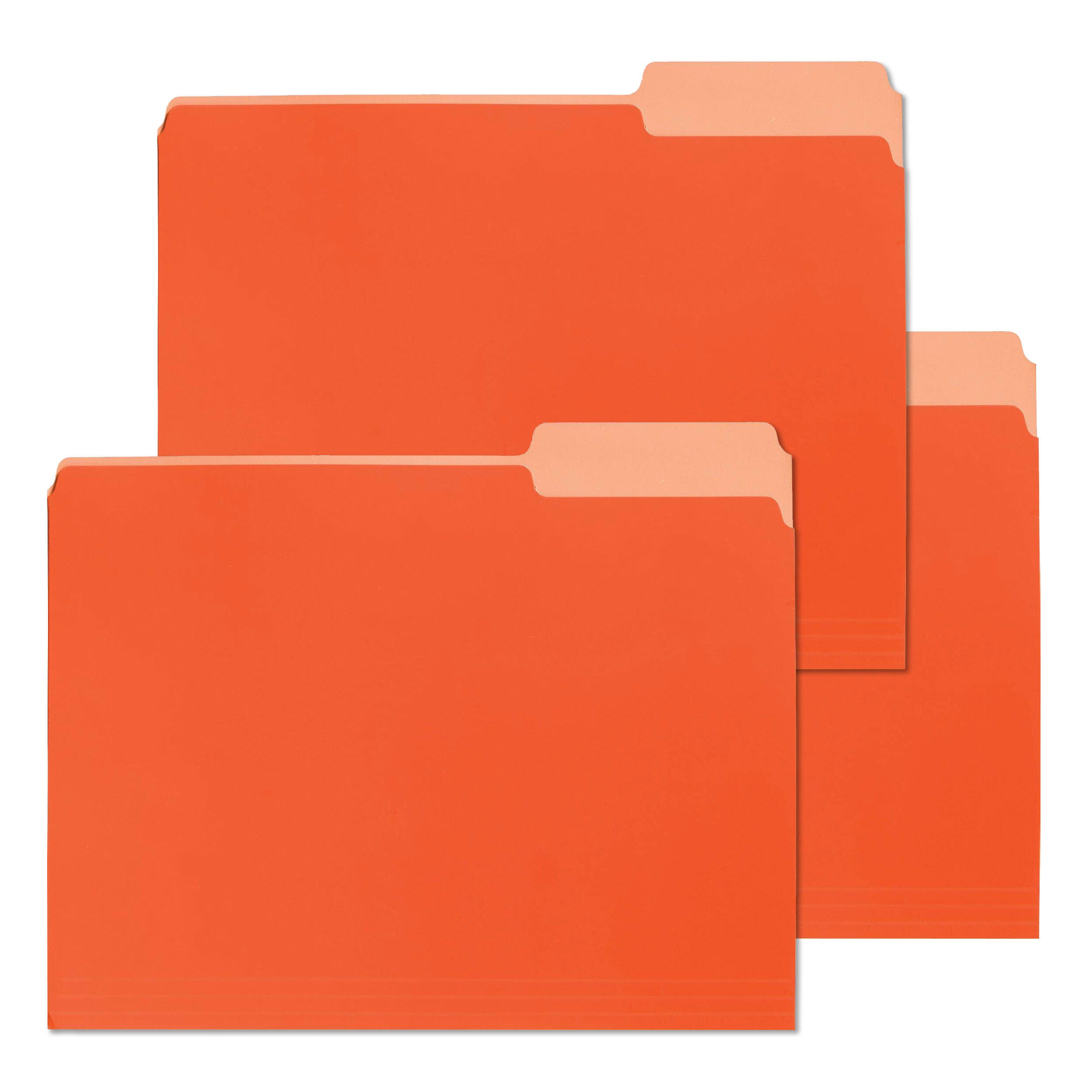 Image for School Smart Colored File Folders Two-Tone, Letter Size, 1/3 Cut Tabs, Orange, Pack of 100 from School Specialty