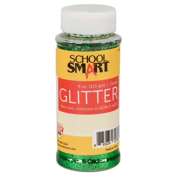 School Smart Craft Glitter, 4 Ounce Jar, Green