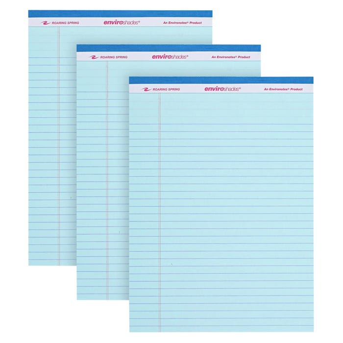 Enviroshades Legal Pads, 8-1/2 x 11-3/4 Inches, Blue, 50 Sheets, Pack of 3