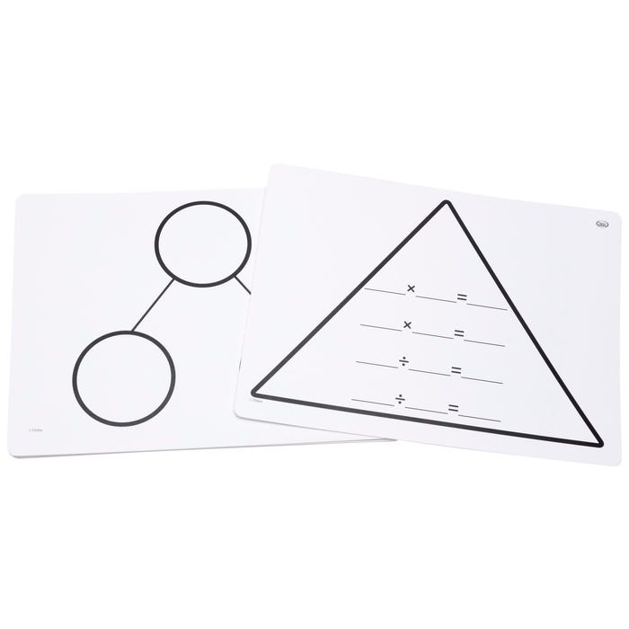 Didax Write-On/Wipe-Off Fact Family Triangle Mats, Multiplication, Set of 10
