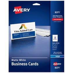 Avery Business Cards, 2 x 3-1/2 Inches, Inkjet Printable, Matte White, Pack of 250, Item Number 2049403