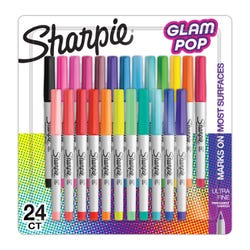 Sharpie Permanent Markers, Ultra Fine Point, Assorted Glam Pop Colors, Pack of 24 2135003