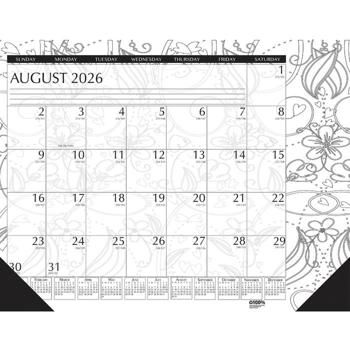 House of Doolittle Compact Academic Desk Pad Calendar, August 2026 to July 2027, 18-1/2 x 13 Inches, Doodle Theme