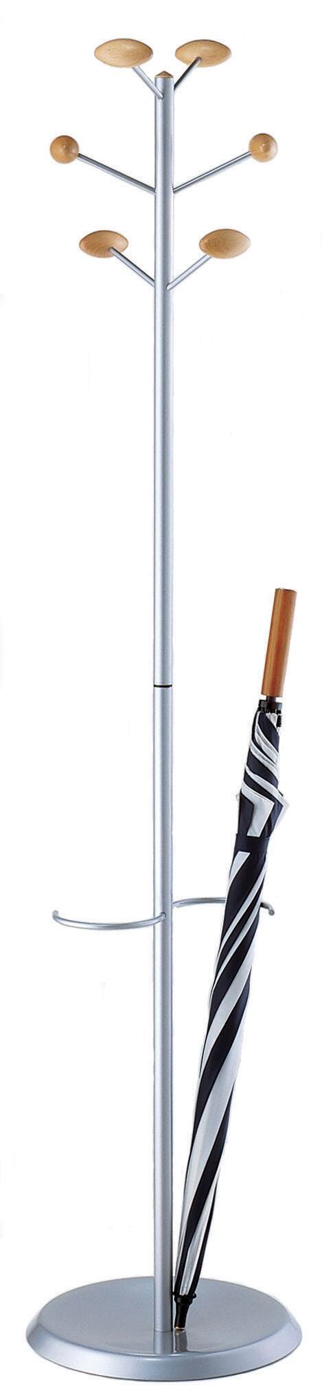 Magnuson MET Hook Style Costumer Coat Rack, 15 Round x 67 Inches, 6 Knobs, Steel, Silver, Powder Coated 677297