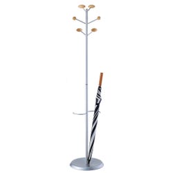 Magnuson MET Hook Style Costumer Coat Rack, 15 Round x 67 Inches, 6 Knobs, Steel, Silver, Powder Coated 677297