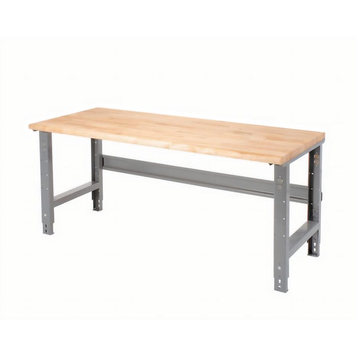 Global Industrial Adjustable Height Workbench C-Channel Leg, Gray Frame, Maple Safety Edge