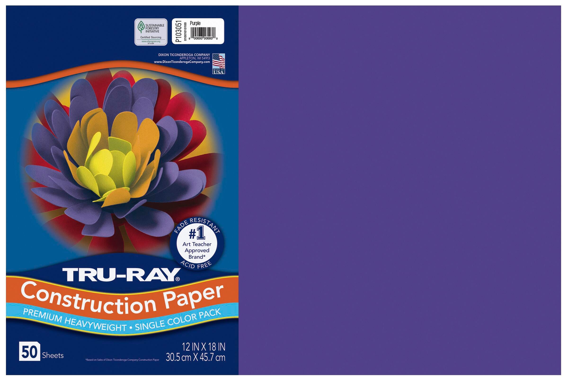 Tru-Ray Sulphite Construction Paper, 12 x 18 Inches, Purple, 50 Sheets, Item Number 054414