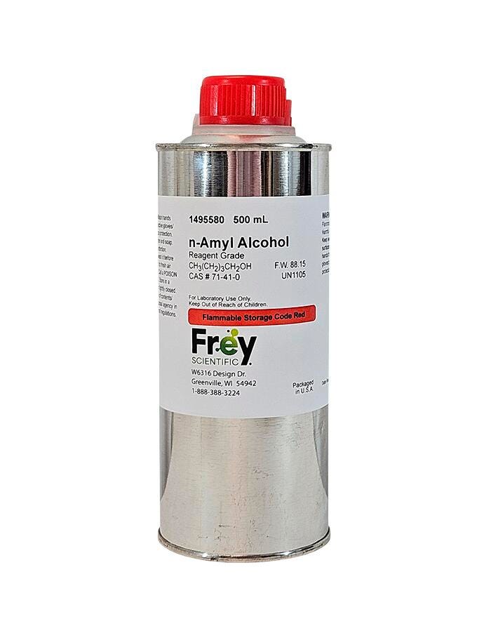 Image for Frey Scientific N-Amyl Alcohol, White Liquid, Reagent Grade, 500mL from School Specialty