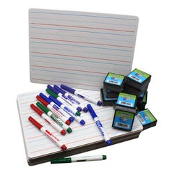 Flipside 2-Sided Red & Blue Ruled Dry Erase Boards, Colored Pens and Student Erasers, 9 x 12 Inches, Class Pack 36 Pieces 2132453
