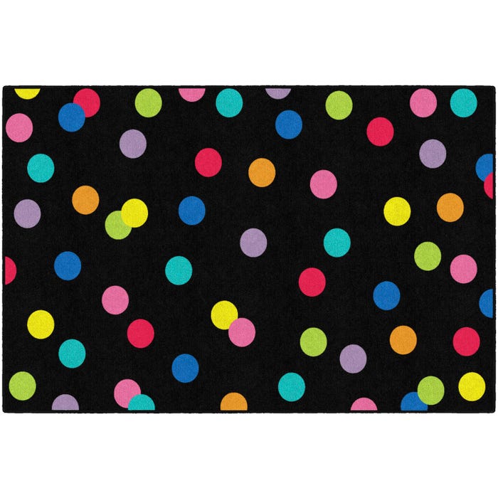 Flagship Carpets Just Teach Rainbow Polka Dots Carpet, Rectangle