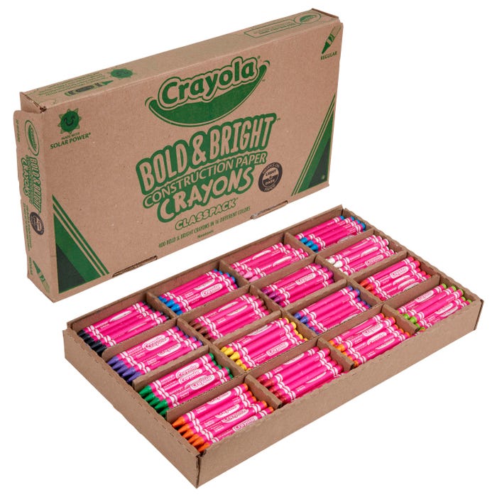 Crayola Bold & Bright Construction Paper Crayons Classpack, Assorted Colors, Set of 400