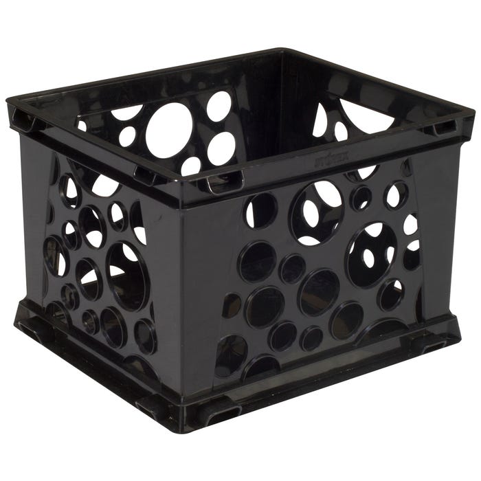 Storex Mini Stackable Storage Crate, 9 x 7-3/4 x 6 Inches, Black