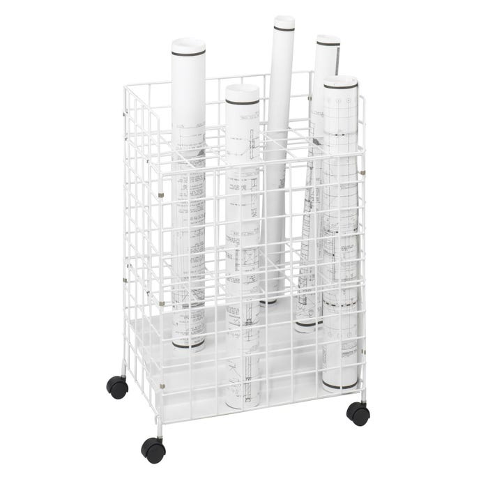 Safco Steel Wire Mobile Roll File 24 Compartment, 21 x 14-1/4 x 31-3/4 Inches, White