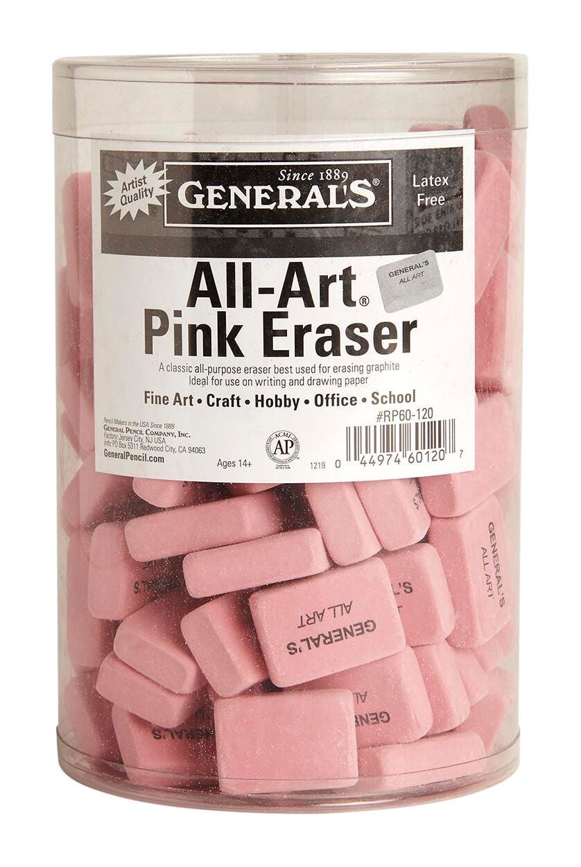 General’s® All-Art® Small Pink Erasers - Tub of 120 2218213