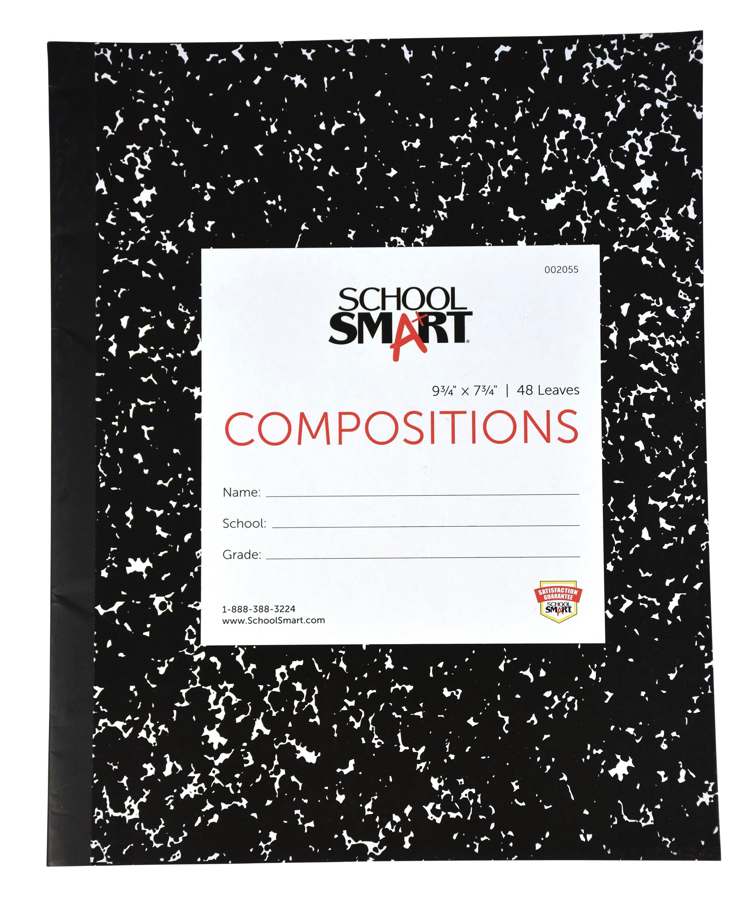 School Smart Flexible Cover Composition Book, 9-3/4 x 7-1/2 Inches, 48 Sheets 002055