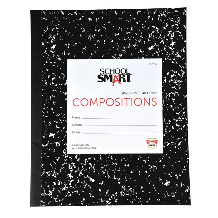School Smart Flexible Cover Composition Book, 9-3/4 x 7-1/2 Inches, 48 Sheets